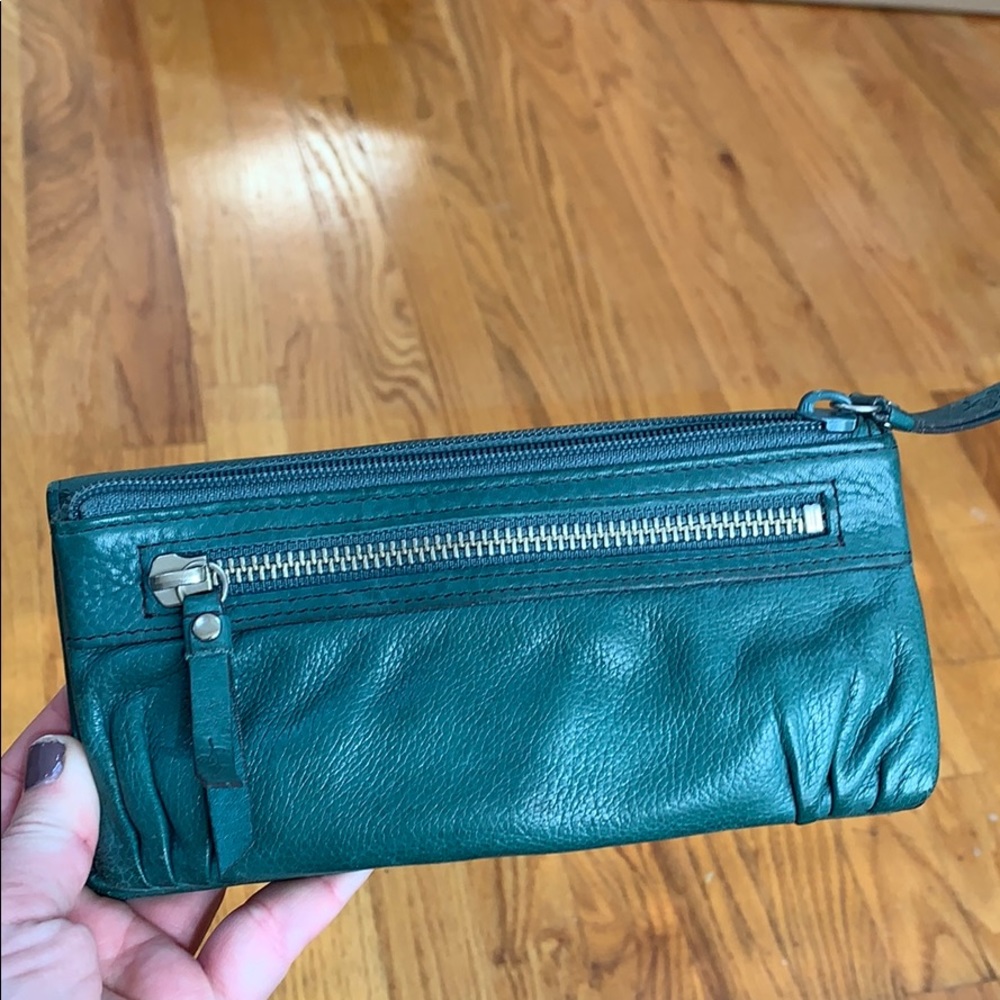 Pretty dark teal leather wallet from Fossil.